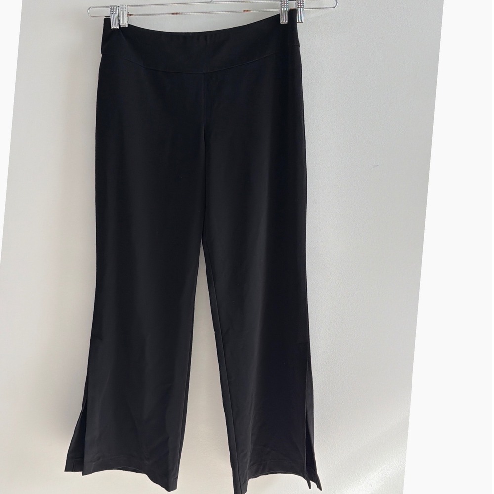 White House Black Market Wide Leg Pants Black Polyester Minimalist Side Slit 14 - Picture 2 of 11